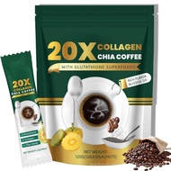 Fitgum Collagen 20 Times Chia Seed Coffee, Containing Chia Seeds, Wolfberry-10 Packs/Bag (1 Bag)
