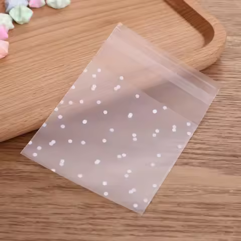 100pcs Transparent Cellophane Polka Dot Cookie&Candy Bag Self-Adhesive Plastic Bags For Biscuits Sna