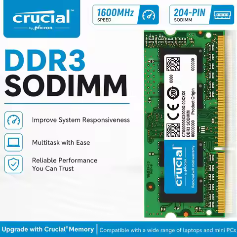 Crucial Laptop Memory RAM DDR3L DDR3 8GB 4GB 1066 1333 1600MHz SO-DIMM PC3-8500 PC3-10600 12800 1490