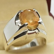 天然黃色藍寶石男士戒指純銀 925 手工製作 Pukhraj 戒指禮物