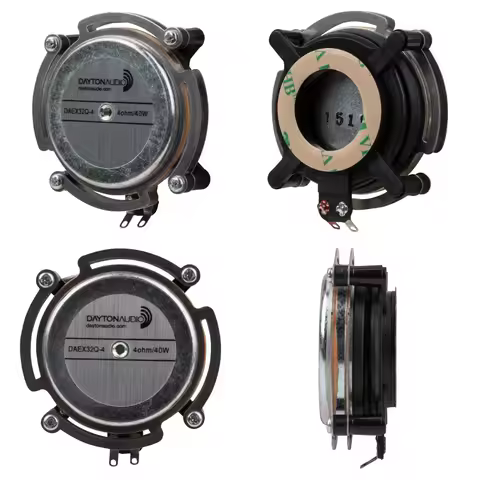 DAEX32Q-4 32mm Dual Steel Spring Balanced Exciter, 20W RMS, 4 Ohm - Turn Any Surface into a Speaker
