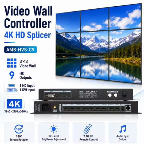 C4 C9 4K video wall splicer 1X2 1X3 1X4 2x2 2x3 3x2 4X2 2X4 3x3 TV Video Wall Controller LED LCD mul