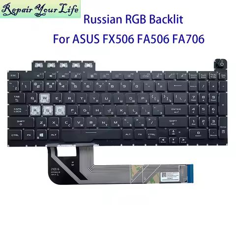 RU Laptop RGB Backlit Keyboard For Asus TUF Gaming FX506 FA506 FA706 FX706 FX506LI FA506QR Russian C