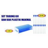 Set Tabung Uji Dan Rak Plastik Makmal