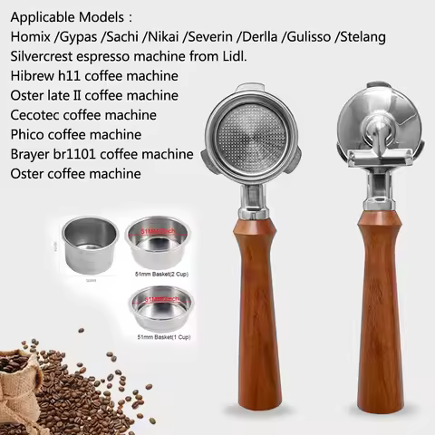 Double Spout 51mm Coffee Portafilter With 1 2 Cups Basket for Homix Hibrew h11 Oster Cecotec Phico B