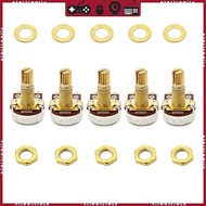 STA 5pcs A500K Potentiometer Splined  Electric Guitar Bass Effect Amp Tone Volume