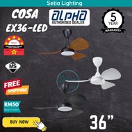 Alpha Cosa EX36 Ceiling Fan 36" DC Motor 3 Blade With LED LIGHT Remote Designer Fan Kipas Angin Siling 家用风扇