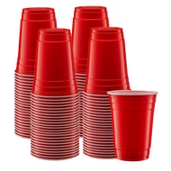 Comfy Package Disposable Party Plastic Cups [100 Pack - 18 oz.] Red Drinking Cups