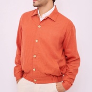 REMEDY Men's Terracotta Linen Bomber Jacket - Aneto Linen Bomber Jacket