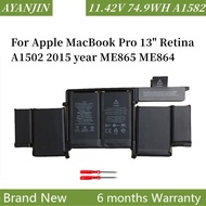 A1582 A1493 Laptop Battery For Apple MacBook Pro 13" Retina A1502 2013 2014 2015 Year 020-00010