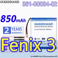 High Capacity Baery 361-00034-01 361-00034-02 850mAh For GAIN Fenix 3 HR Running Watch GPS Bateria