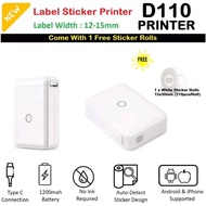 NIIMBOT D110 Thermal Label Makers, Portable Mini Wireless Bluetooth Sticker Printer FREE 1 Roll Tape