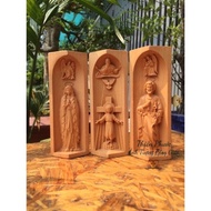 Catholic Altar - Mini Wooden Altar Set Mother Lo Duc giuse & Lord Child 15cm tall Ms 07 - Catholic g
