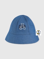 男幼童裝|Logo小熊刺繡防曬漁夫帽-藍色