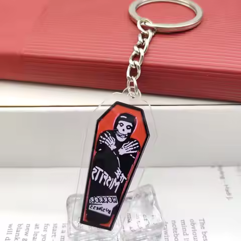 Misfits Band Song Music Keychain Horror Red Ghost Face Acrylic Keychain Fashion Pendant Bag Accessor