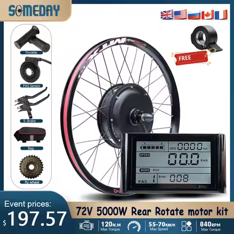 MTX Ebike Conversion Kit Brushless Rear Hub Motor Wheel 72V 5000W for Electric Bike Conversion Kit 2