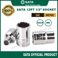SATA 1/2" Dr. 12Pt. Socket SAE & Metric 5/16" to 1-1/4" 8MM-32MM Sata Tools Soket 1/2" Inch MM
