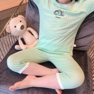 兒童夏季純棉家居服套裝男孩女孩七分袖空調服寶寶薄款睡衣圓領A