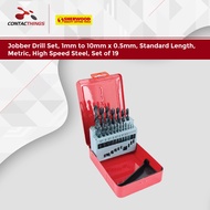 Sherwood Jobber Drill Set 19 pcs 1mm to 10mm x 0.5mm, Standard Length, Metric - SHR0258460K