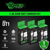 DMES DT1 Travel Charger 2in1 2.4A Fast Charging