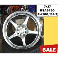 Sport Rim Car 7x17 BSA345C 8H(100/114.3) Wheel 1set Hyper Silver