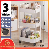 Fayeyang Trolley Rack 3 Tier Multifunction Storage Office Shelves Home Kitchen Rack With Plastic Wheel Rak Troli