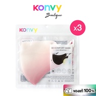 Konvy 3D Washable Comfortable Mask Cool Sensation 3pcs Peach Pink 3D Design Cloth In Pink.