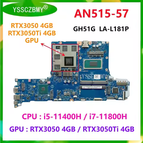 NBQBU11006 For Acer Nitro 5 AN515-57 Laptop Motherboard GH51G LA-L181P Motherboard with CPU i7-11800
