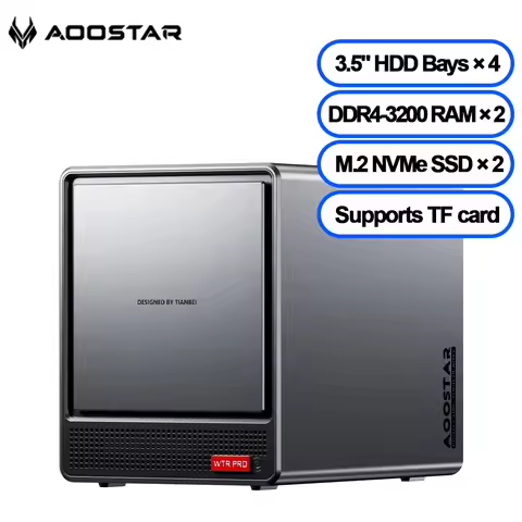 AOOSTAR Mini PC with 4 Bay Nas WTR PRO AMD Ryzen 7 5825u DDR4 16GB RAM 500GB 32G 1T SSD Supports 2.5