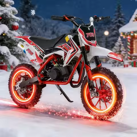 Petrol Off Road Mini Motorcycle, 49cc 2-Stroke Kids Dirt Bike, Pocket Motorbike With Front Rear Disc