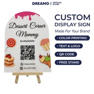 Custom Acrylic QR Code Display Stand Signage - Color Print