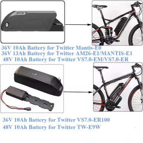 E-Bike 36V 48V 10Ah 13Ah 360Wh 468Wh 480Wh Lithium-ion Battery For Bicycle Twitter Mantis-E0 Mantis-