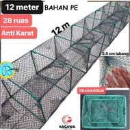 PE BUBU NAGA JARING UDANG PANJANG 12 M ANTI KARAT BAHAN TALI PE 40X30 -
