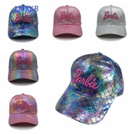 LMXKB Barbie Baseball cap, Laser Pink Letter Visor Hat, Casual Embroidered Sunscreen Adjustable Barb