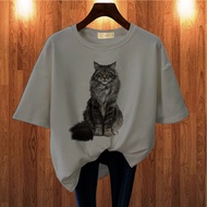 GET FASHION - BAJU KAOS WANITA DEWASA PRINT KUCING CATS 3D KAOS DISTRO ATASAN BLUS JUMBO PRINT