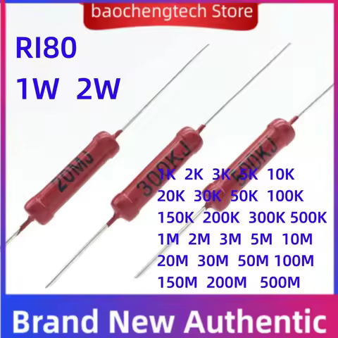 5PCS RI80 1W 2W 1K 2K 3K 5K 10K 20K 30K 50K 100K150K 200K 300K 500K 1M 2M 3M 5M 10M 20M 30M 50M 100M