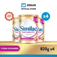 [Bundle of 4] Similac Total Comfort Stage 3 Baby Milk Powder Formula 2'-FL 820g (1 year onwards)