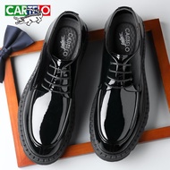 KY/🏅Cartelo Crocodile（CARTELO）British Men Leather Shoes Breathable Platform Men's Hight Increasing Shoes Glossy Business
