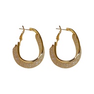 Korean Women's U-Shaped Gold Earrings Sparkling Elegant Glamorous Fashion Luxury Formal Party - LHS4