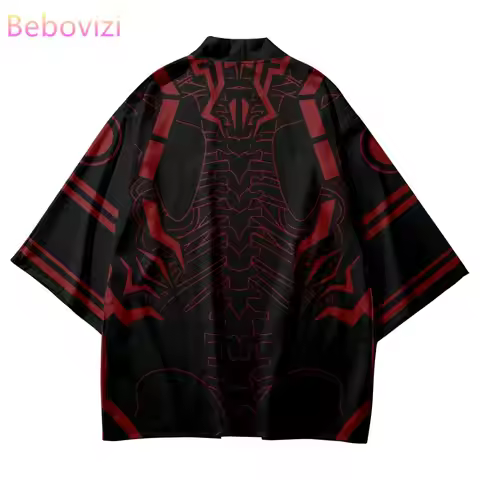 Japanese Fashion Skeleton Print Kimono Casual Beach Cardigan Tops Women Men Cosplay Haori Asian Clot