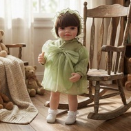 Cloveray Plastic Body Girl Doll in Blue Dress 55 cm = 22 inches - Cute High Quality Vinyl Doll PVN97
