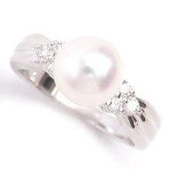 【TASAKI 田崎真珠】鑽石戒指珍珠 8.0 毫米珍珠鉑金 10 號 PT900 D：0.14 克拉