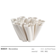 Rzone Modern Minimalist Ceramic Flower Vase 3D Printed Sample Room Decorative Accessories for Homest