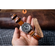 Handmade Cowhide Watch Strap In Red Brown Super Durable Super Durable RAM Leather Nato Army Full Siz