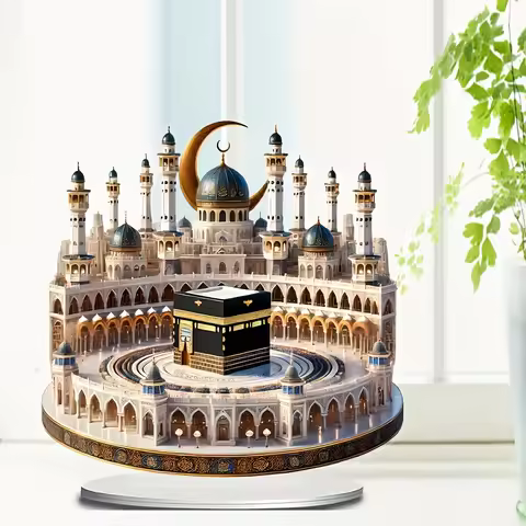 2D Flat 1pc 2D Flat Acrylic Classic Kaba Model - Bohemian Style Tabletop Decoration, Religious Theme