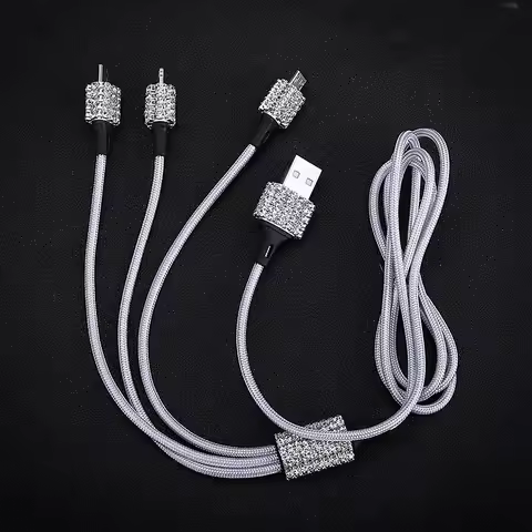 Diamond Crystal 3 in 1 USB Cable For iPhone Charging Charger Data Cable Type C Type-c Micro USB Cabl