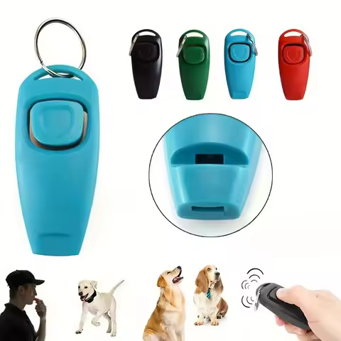 Pet Multifunction 2 in 1 Clicker & Whistle Dog Trainer Clicker With Keyring Pet Puppy Trainer Dog Fl