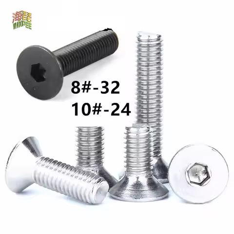 10pcs 8#-32 10#-24 Inch Length 304 Stainless Steel US UNC Coarse Thread Allen Head Screw Cap Hex Hex
