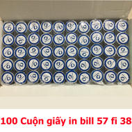 100 Cuộn Giấy in nhiệt k57 x 38 - Giấy in bill K57 bọc bạc cho máy tính tiền cầm tay máy cà thẻ Pos 