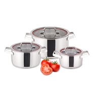 Bộ Nồi INOX 304 Cao Cấp 3 Lớp Liền Khối Emer EM1 Size 16-20-24cm Chính Hãng KALPEN